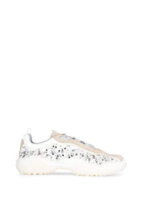 Miu Miu Ivory Bubble Nylon Crystal Sneaker - view 4