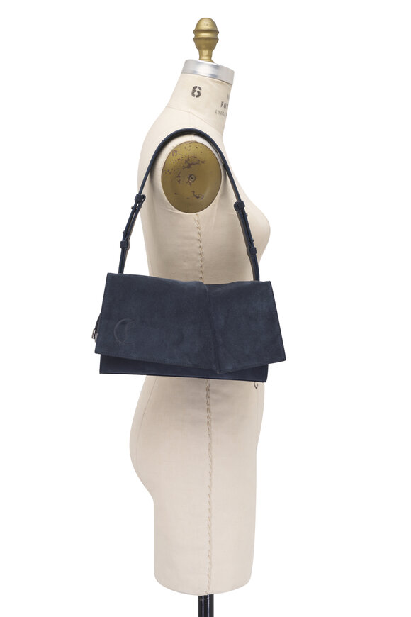 Christian Louboutin Baggy Small Navy Blue Suede Shoulder Bag - view 7