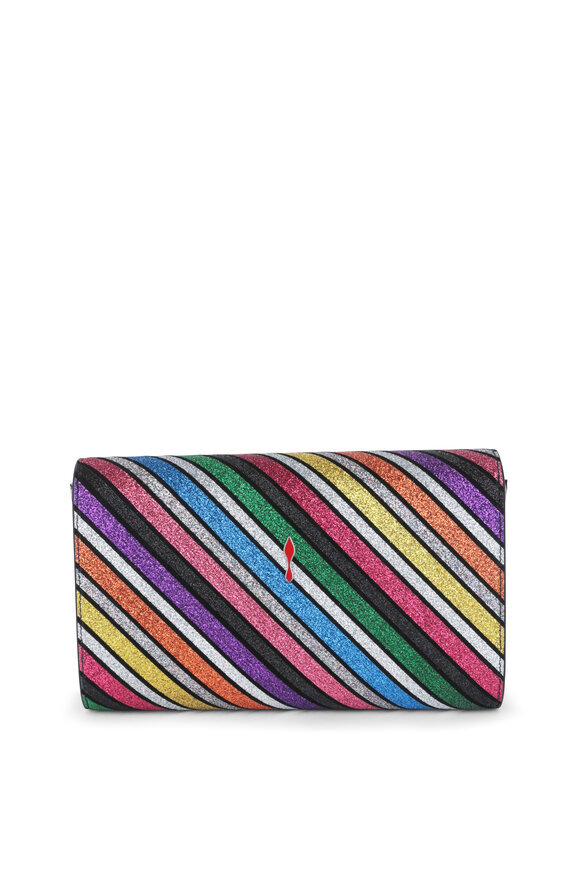 Christian Louboutin - Paloma Multicolor Striped Glitter Clutch 