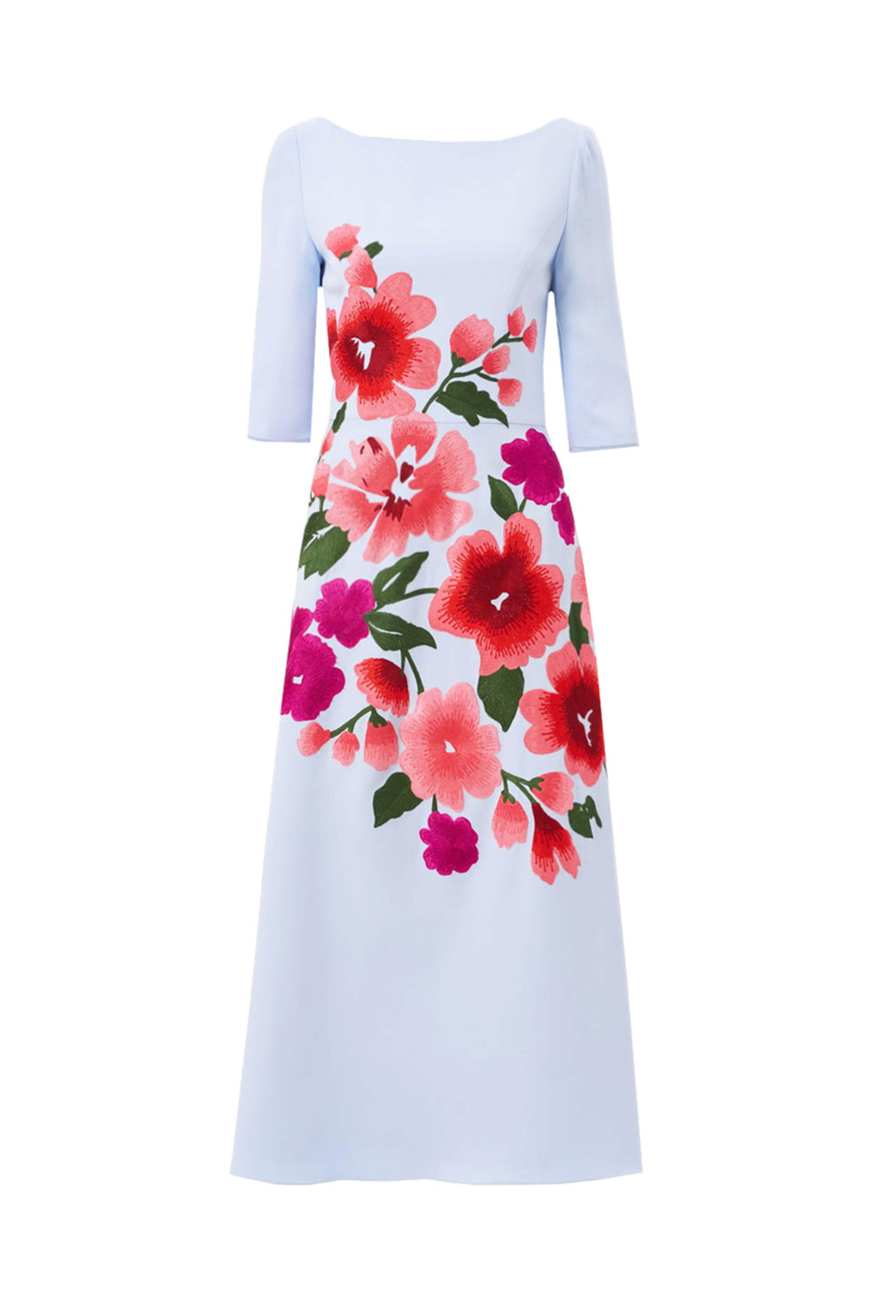 Carolina Herrera - Celeste Embellished Boat Neck Midi Dress