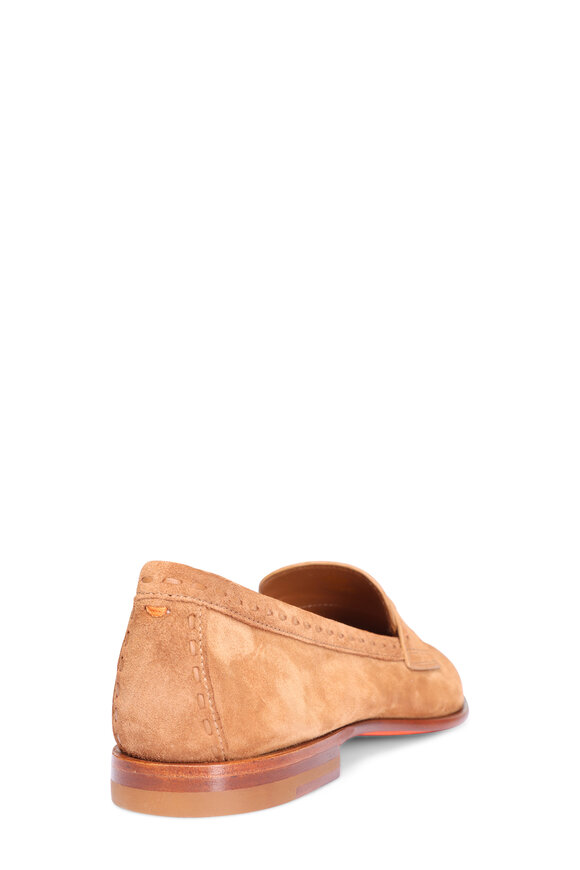 Santoni Marlene Light Brown Suede Penny Loafer - view 3