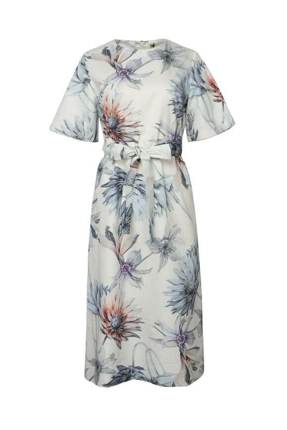 Michael Kors Collection - Optic White Floral Eyelet Tiered Dress