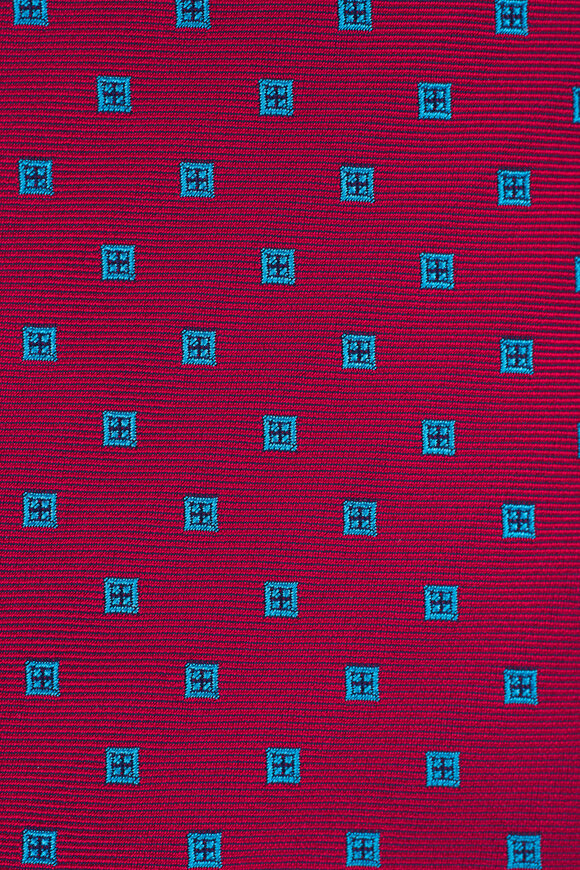 Kiton Red Geometric Print Silk Necktie - view 2