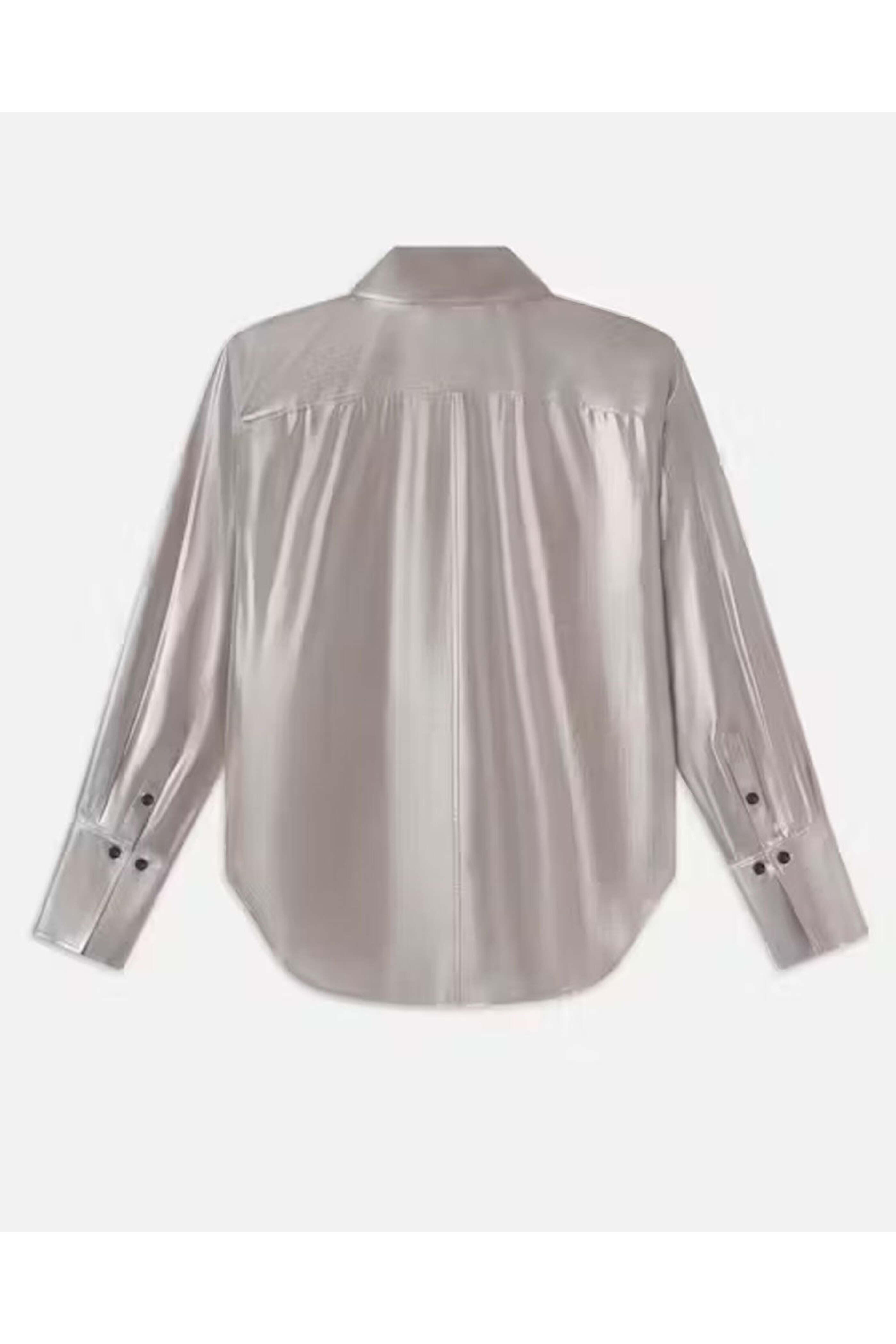 Frame - The Standard Shirt in Silver Lamé