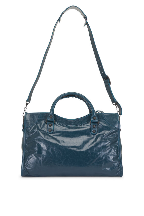 Balenciaga Medium Le City Lagoon Leather Shoulder Bag - view 3