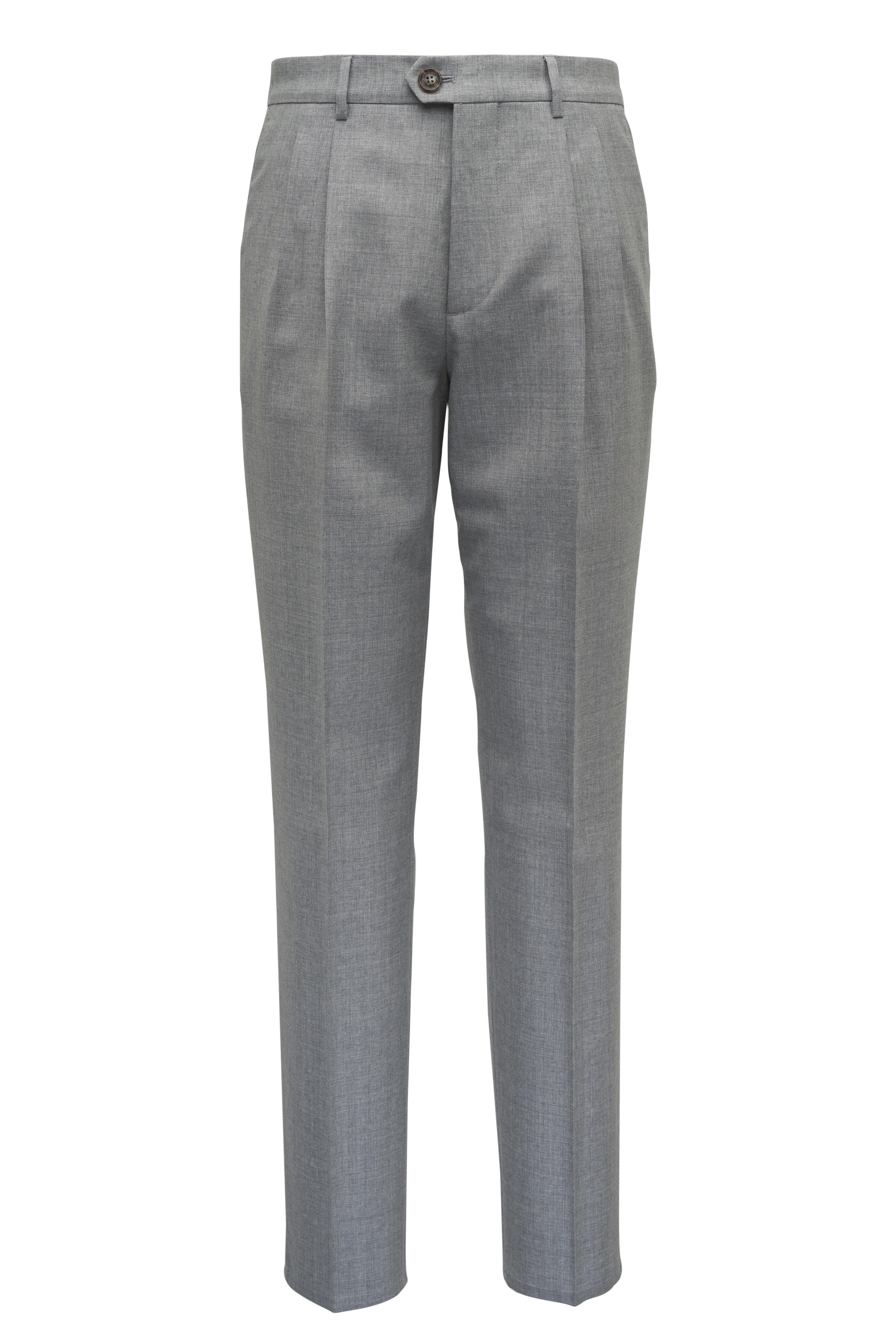 Brunello Cucinelli - Pearl Wool Double Pleat Pant