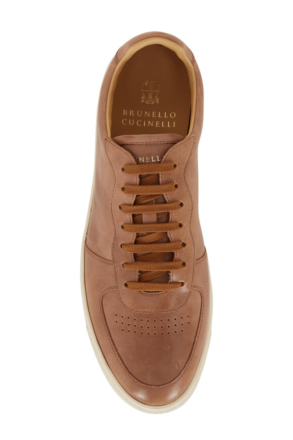 【関税＆送料込み】Brunello Cucinelli Brown Low Top Sneaker Brunello Cucinelli - Brown Leather Low Top Sneaker