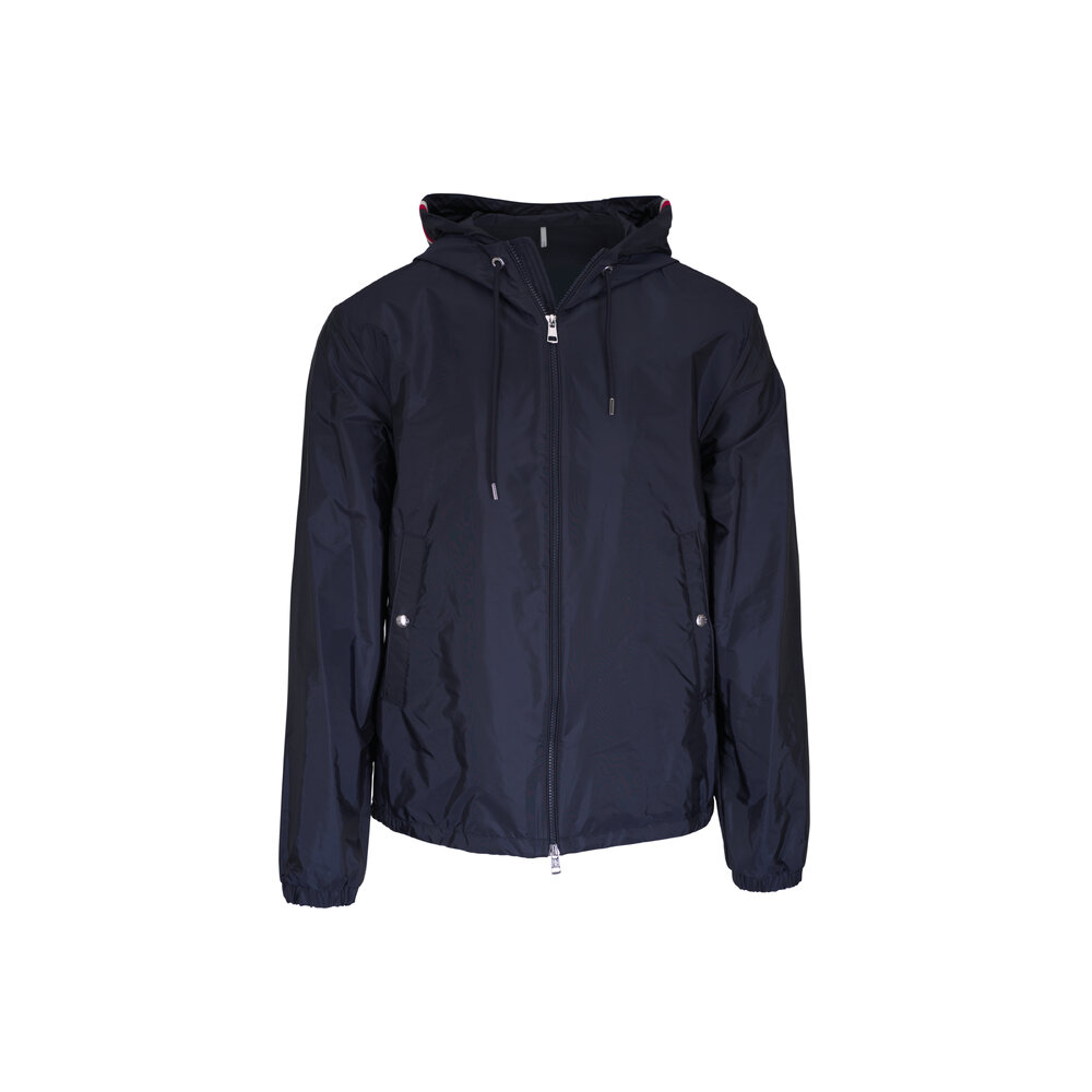 Moncler ネイビー フルジップジャケット Moncler - Navy Blue Full Zip Hooded Jacket | Mitchell Stores