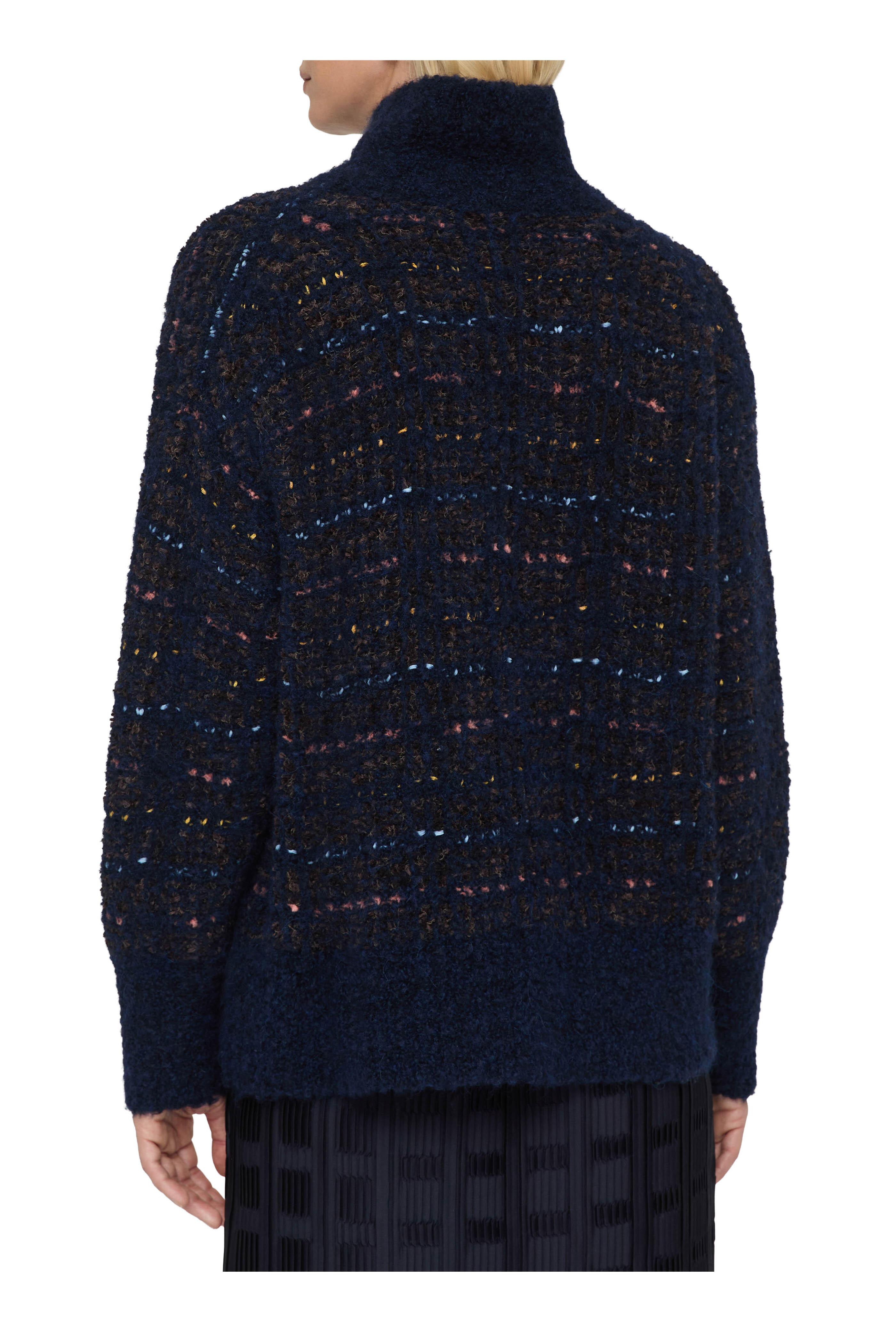 Lafayette 148 New York - Navy Multi Lofty Bouclé Turtleneck Sweater