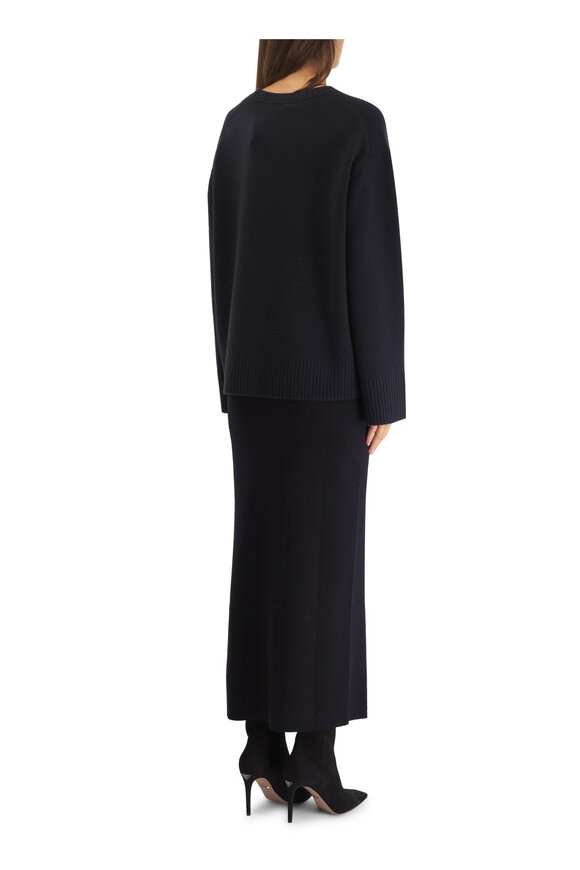 Dorothee Schumacher - Shimmering Merino Navy Blue Midi Skirt 