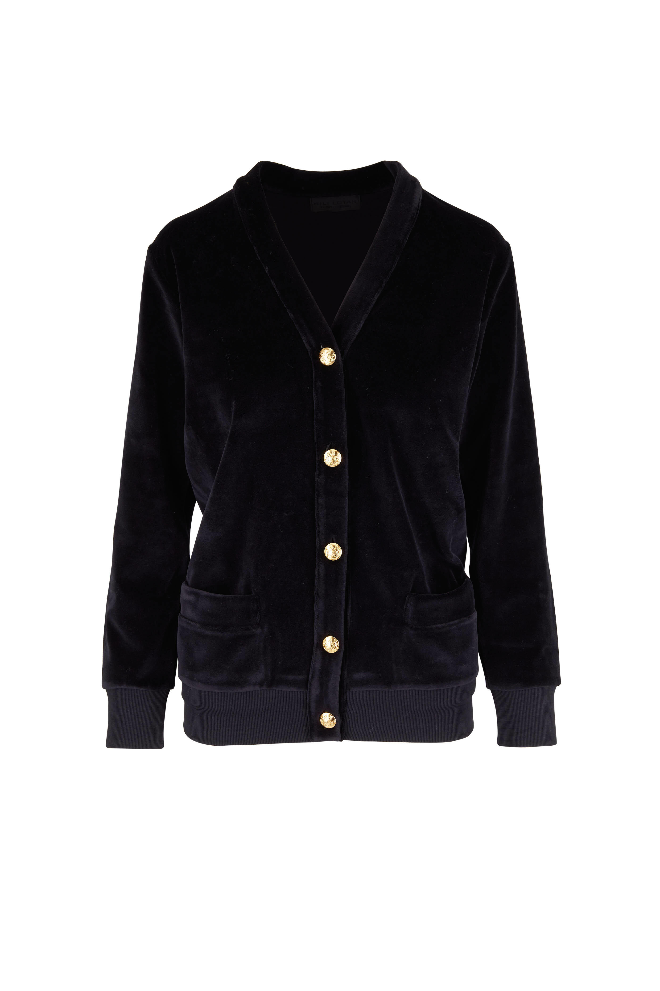 Nili Lotan - Evelina Black Velour Cardigan