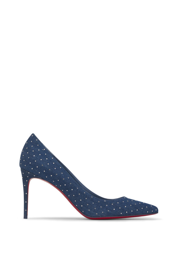 Christian Louboutin - Kate Strass Blue Denim Crystal Pump, 85mm