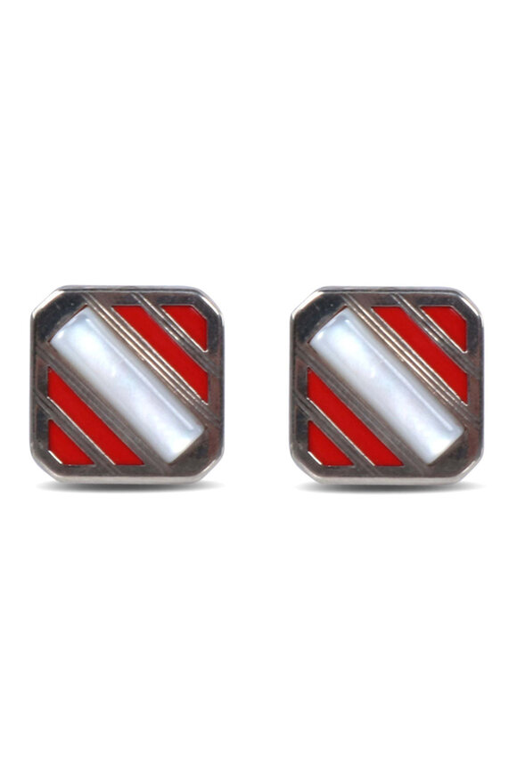Tateossian - Metallic Blue Leather & Titanium Cufflinks