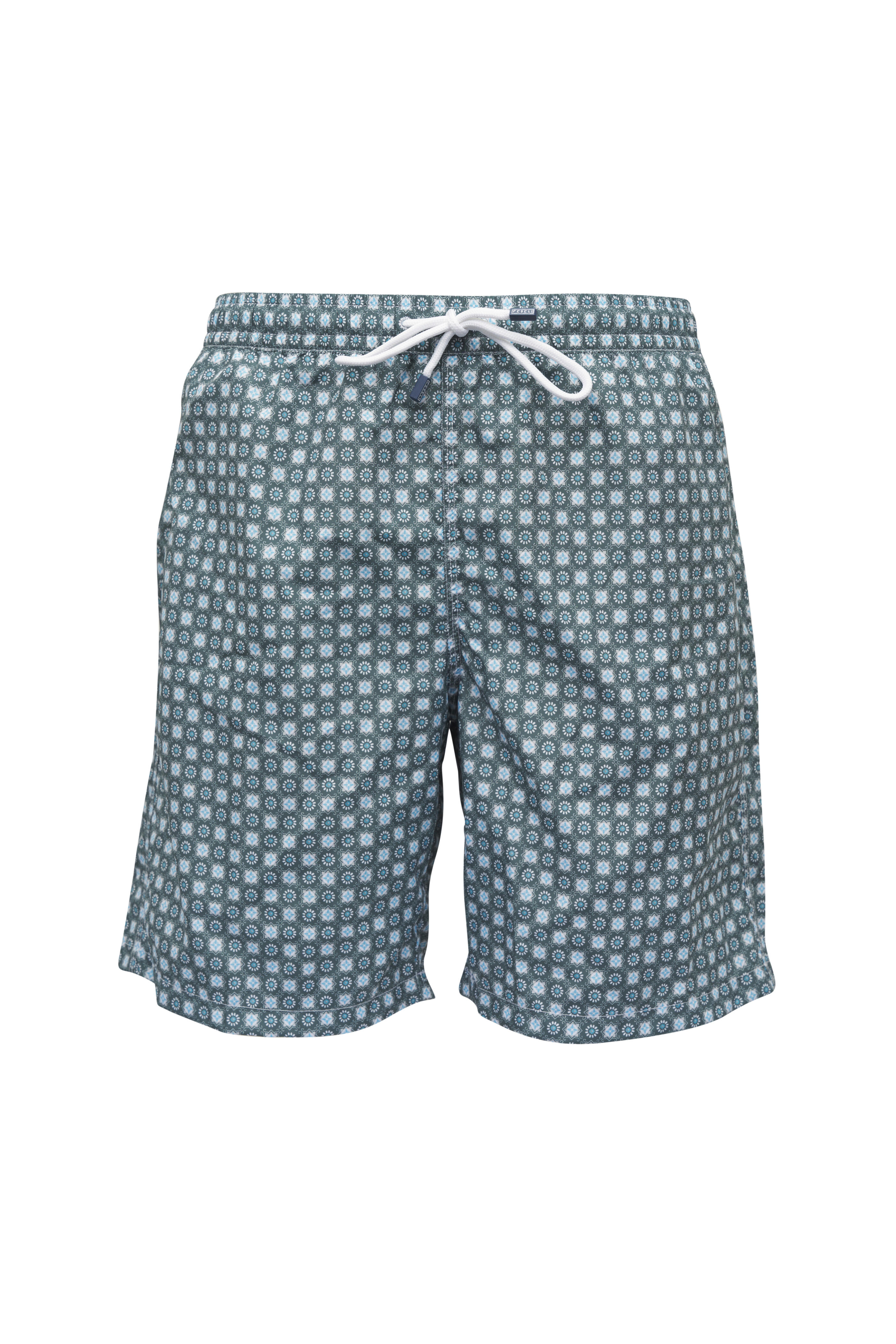 Fedeli - Olive Medallion Print Swim Trunks