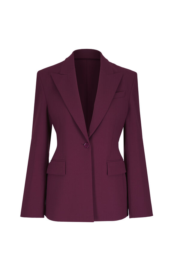 Michael Kors Collection Georgie Burgundy Stretch Wool Crepe Blazer - view 1