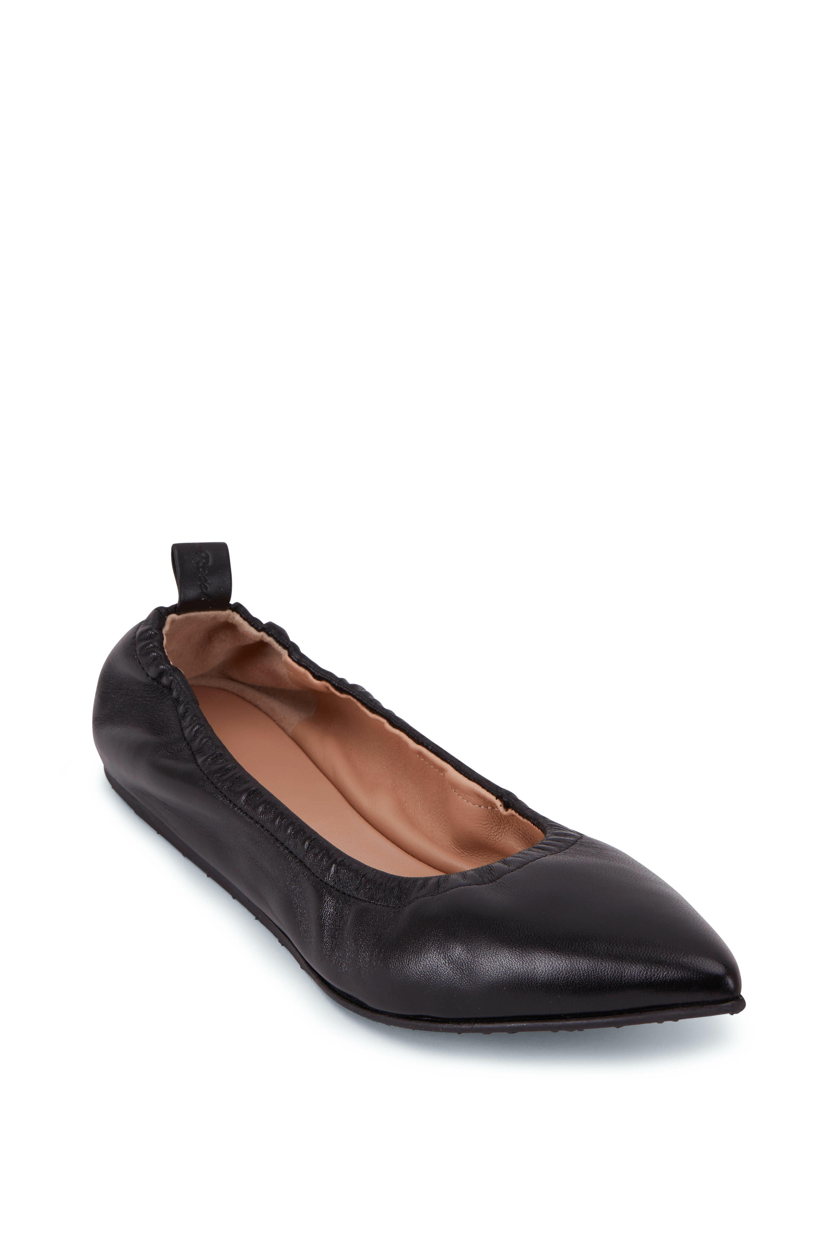 Gianvito Rossi - Alina Black Leather Pointed Ballet Flat