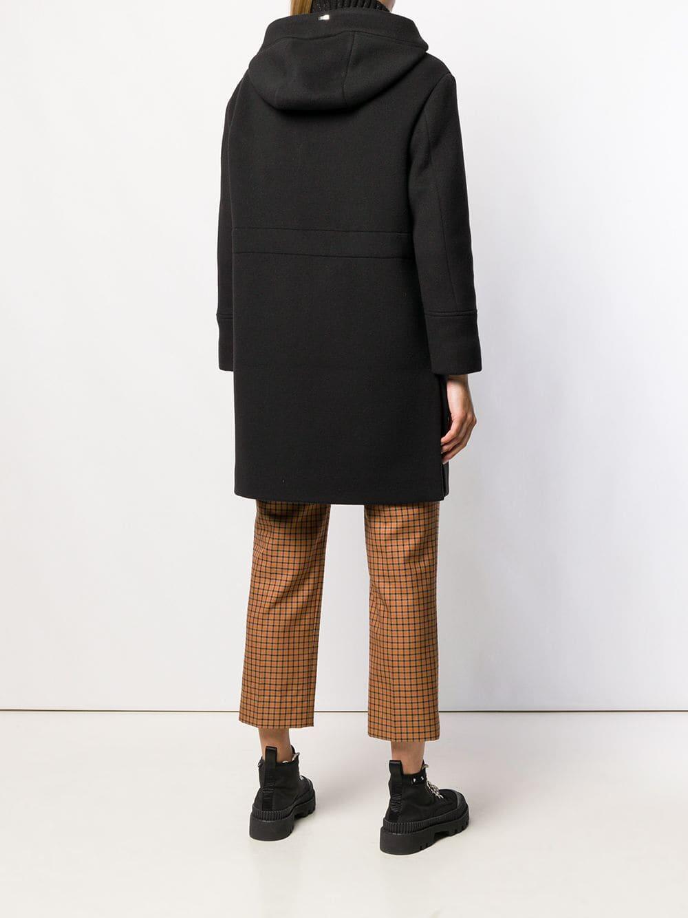 Herno - Duffle Black Wool & Cashmere Knit Collar Coat