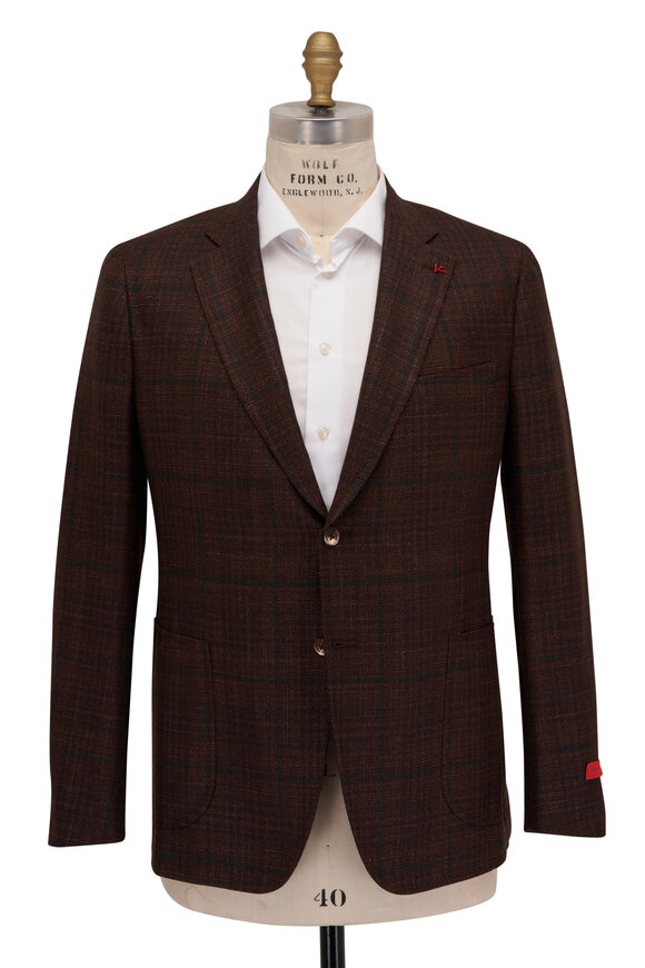 Isaia - Copper & Green Windowpane Sportcoat