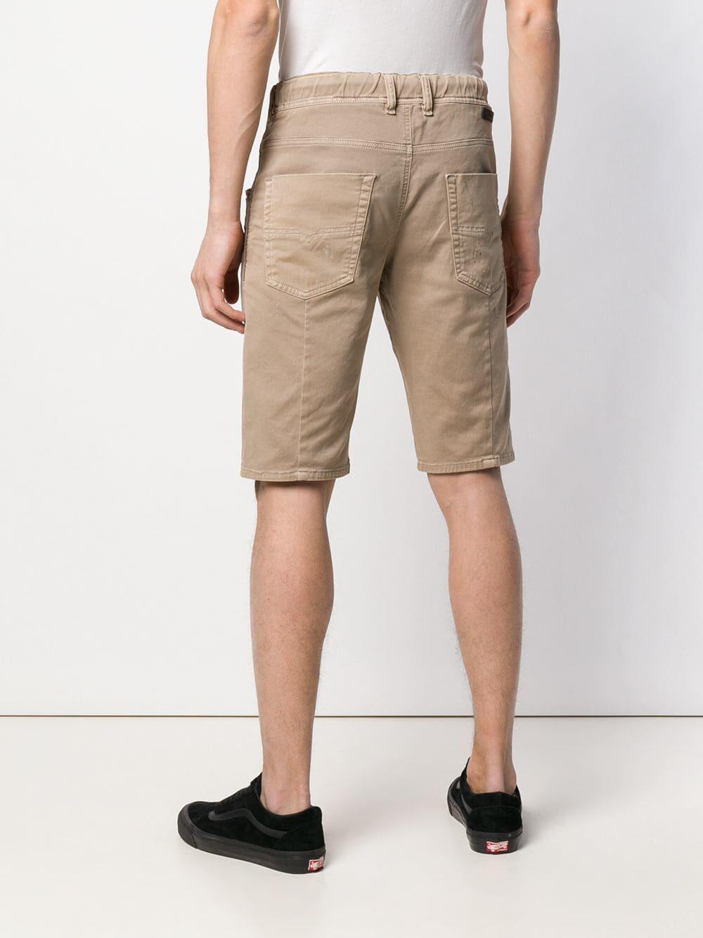 Diesel - Jogg Tan Distressed Shorts