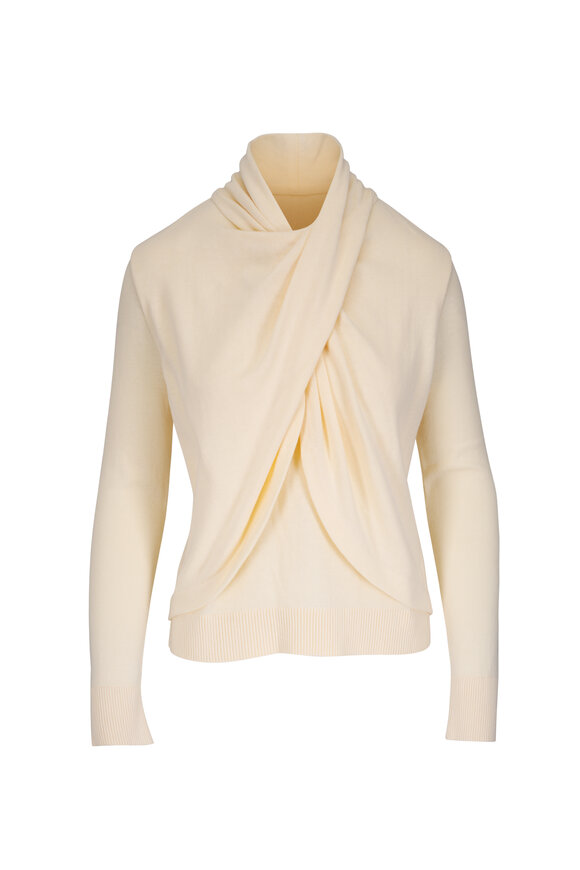 Johanna Ortiz Adaya Ecru Pima Cotton Draped Top