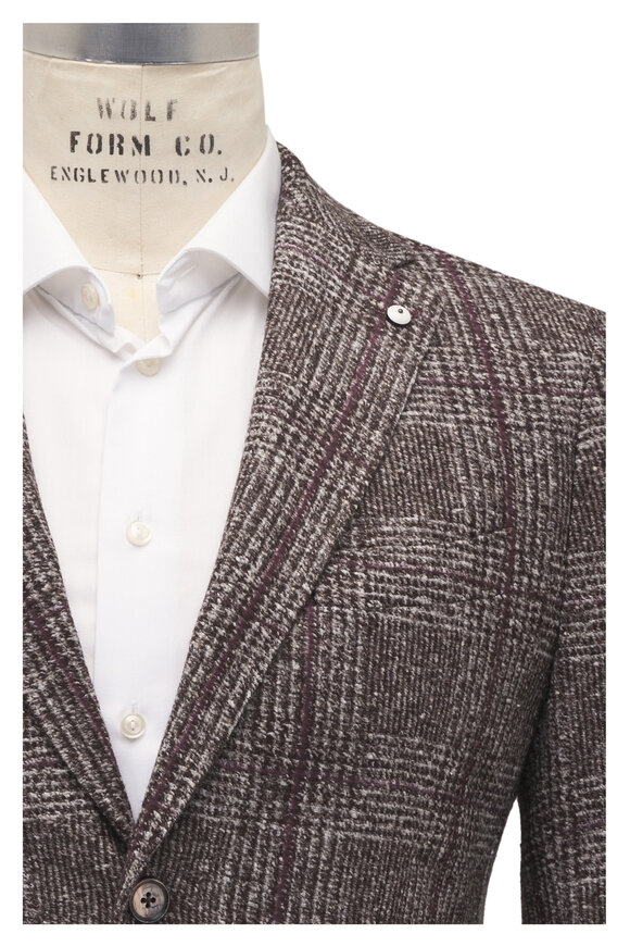 L.B.M. 1911 Brown & White Plaid Sportcoat