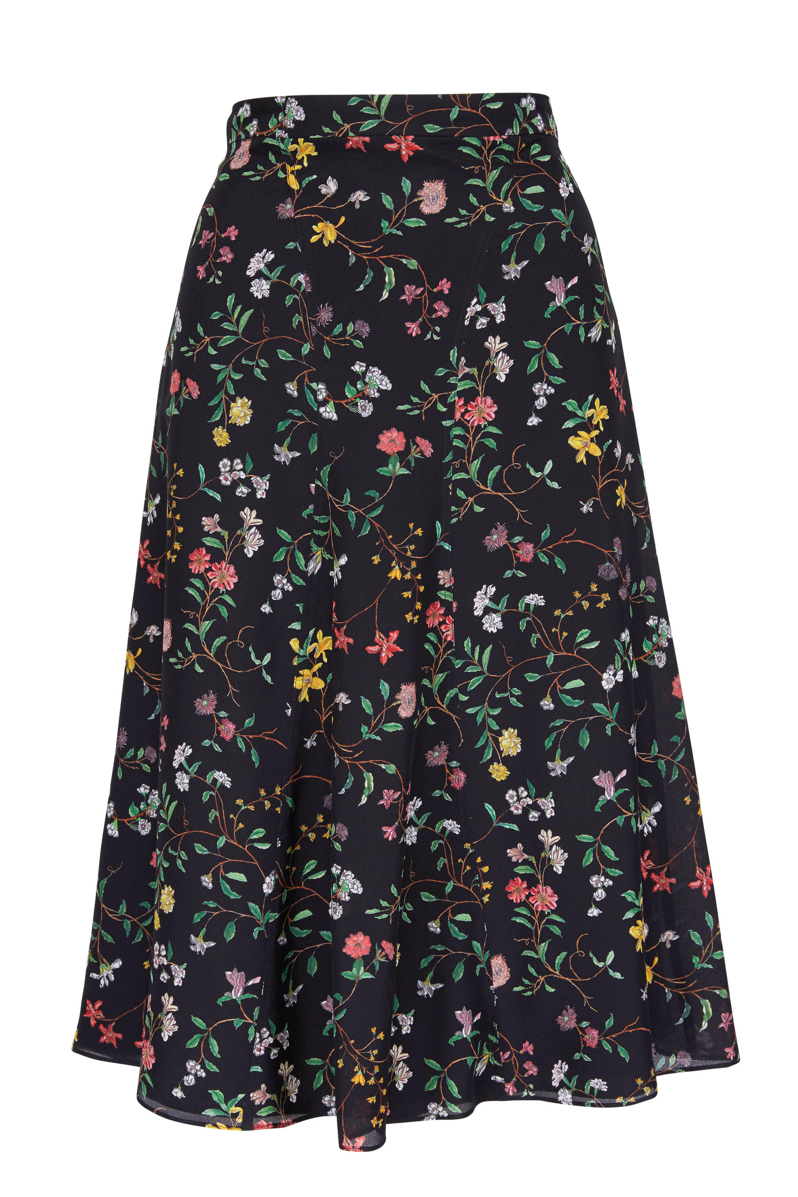 Altuzarra - Caroline Black Silk Floral Full Skirt