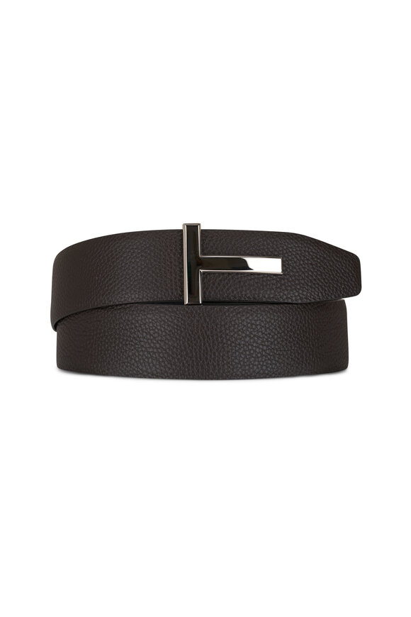 Tom Ford - Black & Dark Brown Leather Reversible Belt  