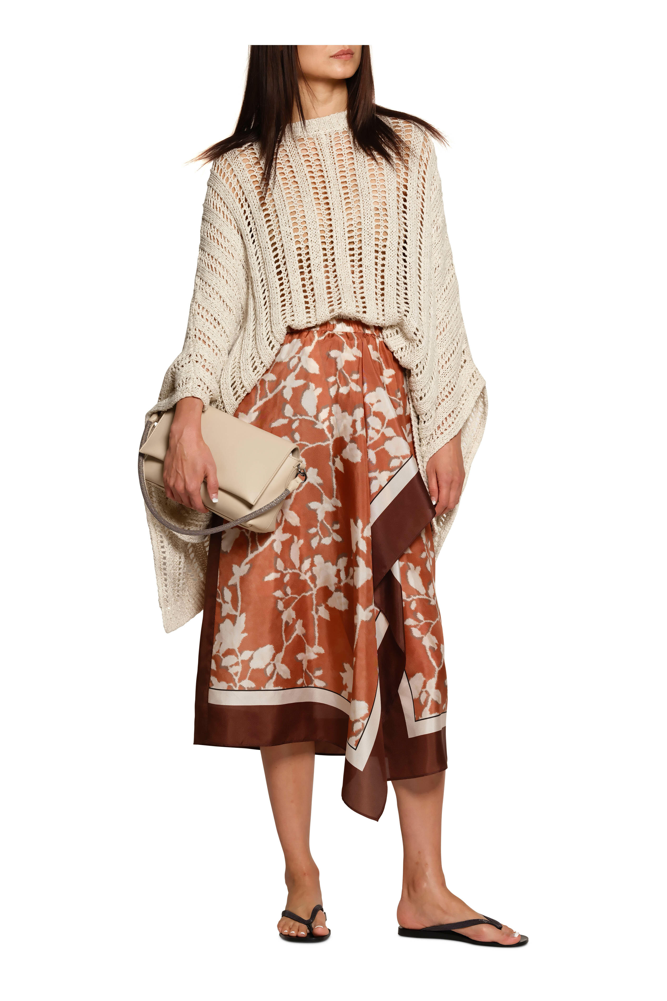 Brunello Cucinelli - Ginger Floral Silk Skirt | Mitchell Stores