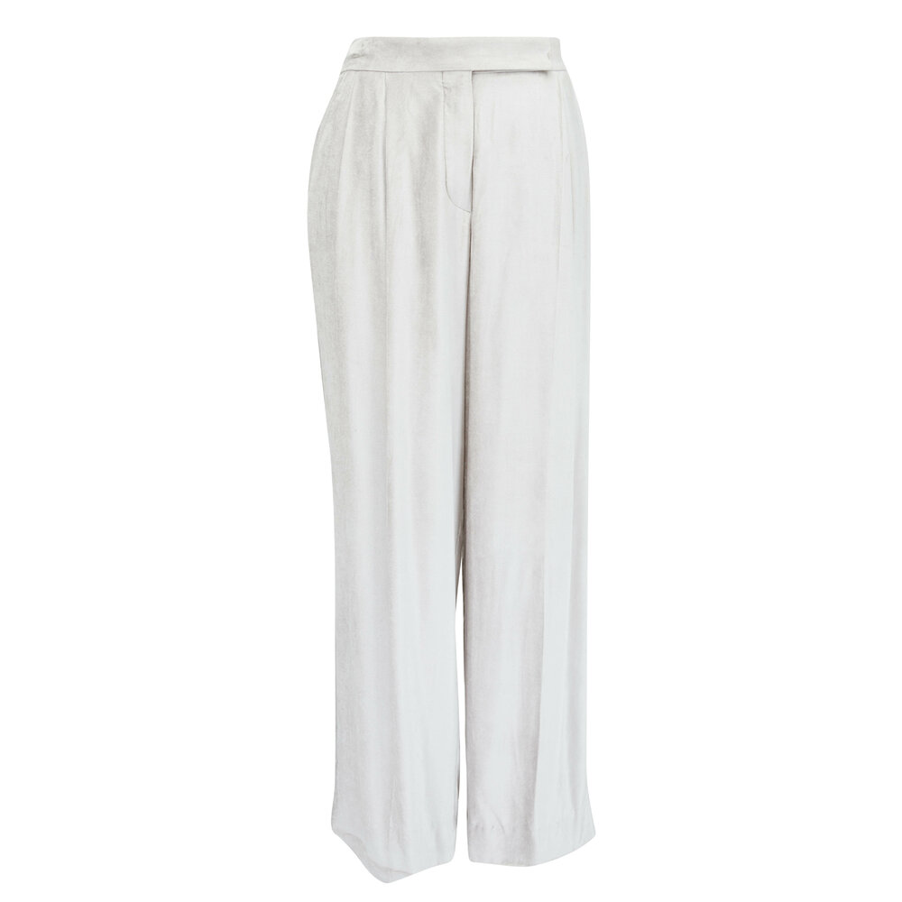 【関税&送料込み】Brunello Cucinelli Monile Velvet Pants Brunello Cucinelli - Velvet Pleated Wide Leg High Waisted Pants