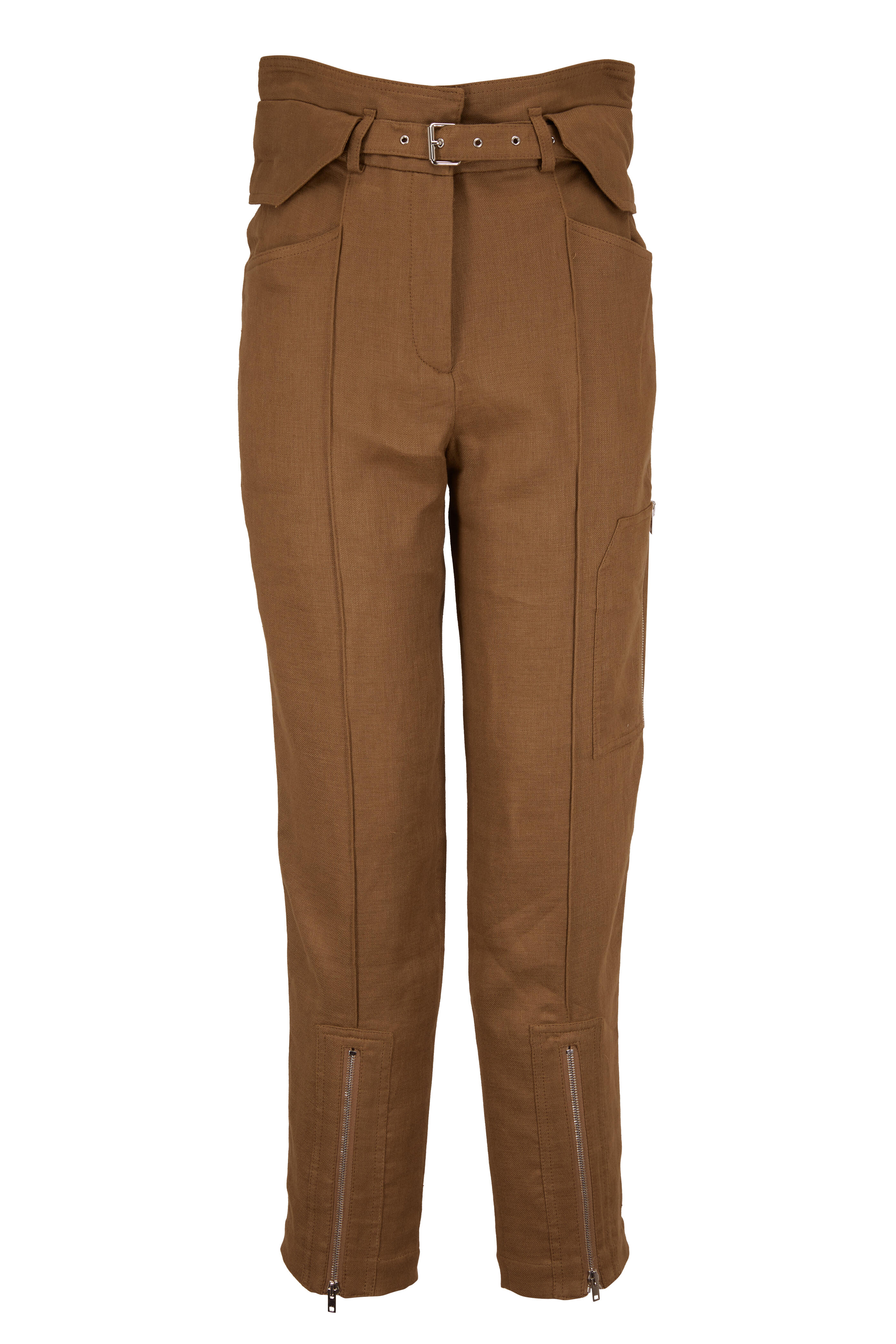 IRO - Tria Olive Linen & Cotton Straight Leg Pant