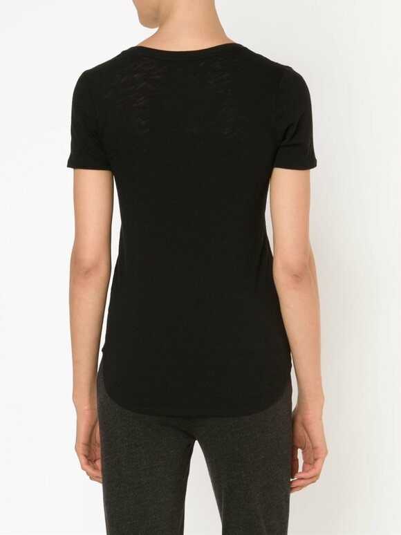 A T M - Black Slub Jersey V-Neckline Short Sleeve T-Shirt