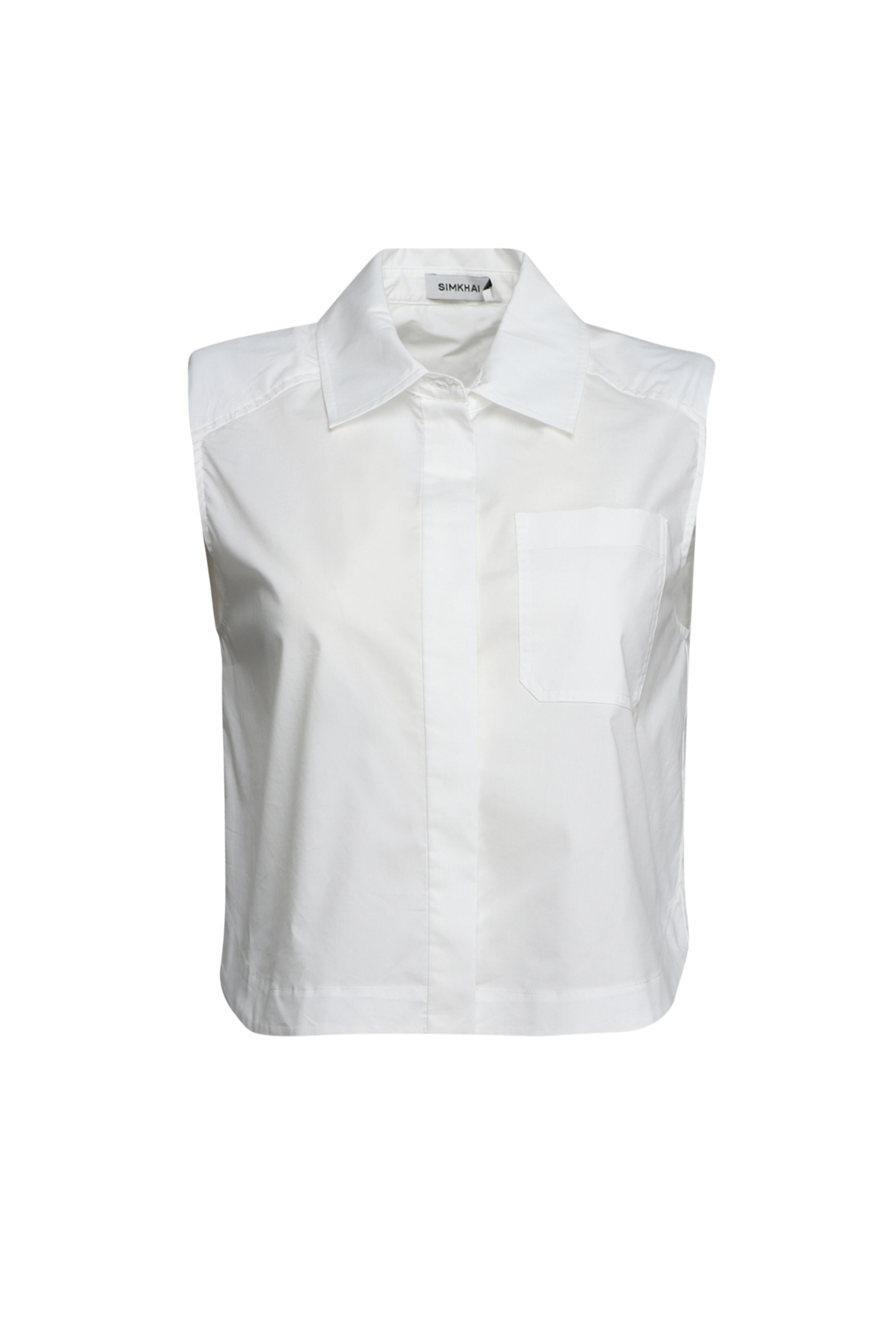 Simkhai - Winslow White Sleeveless Cropped Shirt