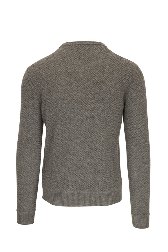 Ralph Lauren Purple Label - Light Gray Chevron Cashmere Pullover