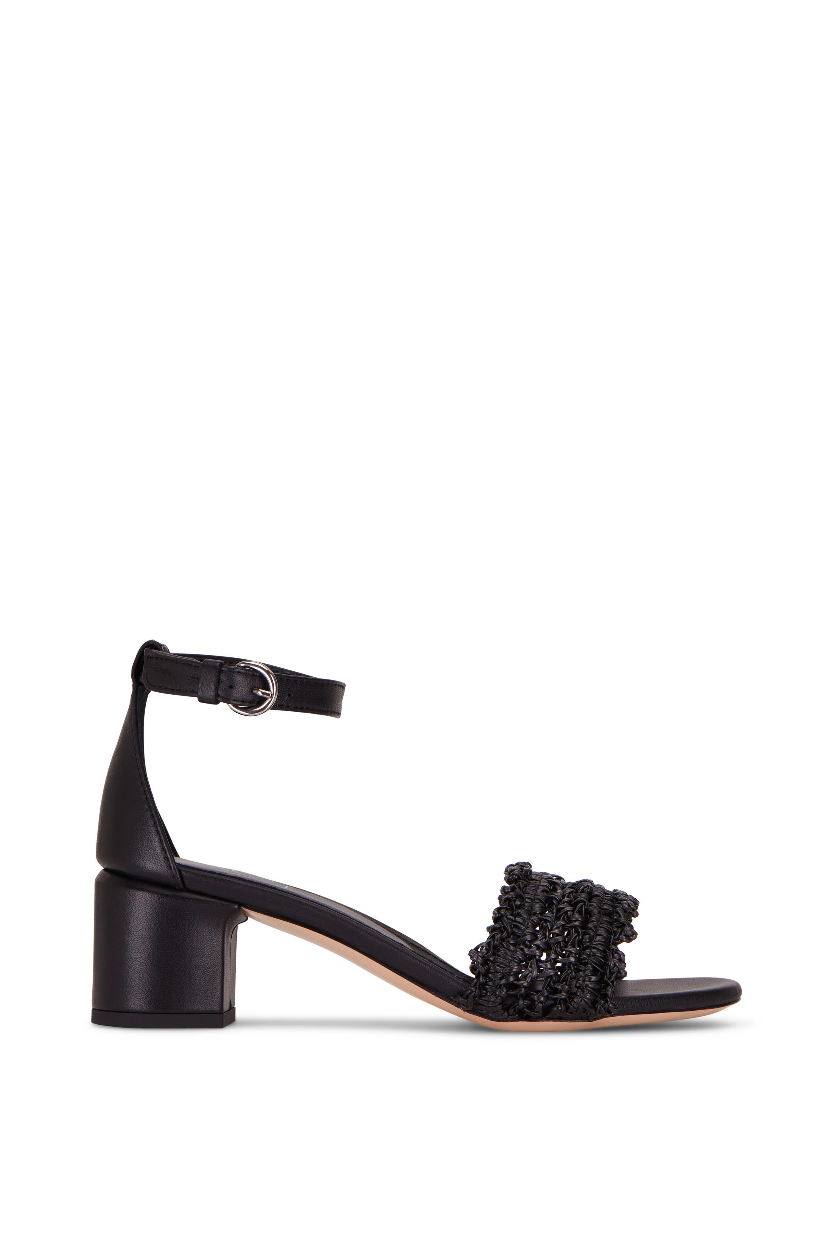 AGL - Crochet Black Block Heel Sandal, 50mm | Mitchell Stores