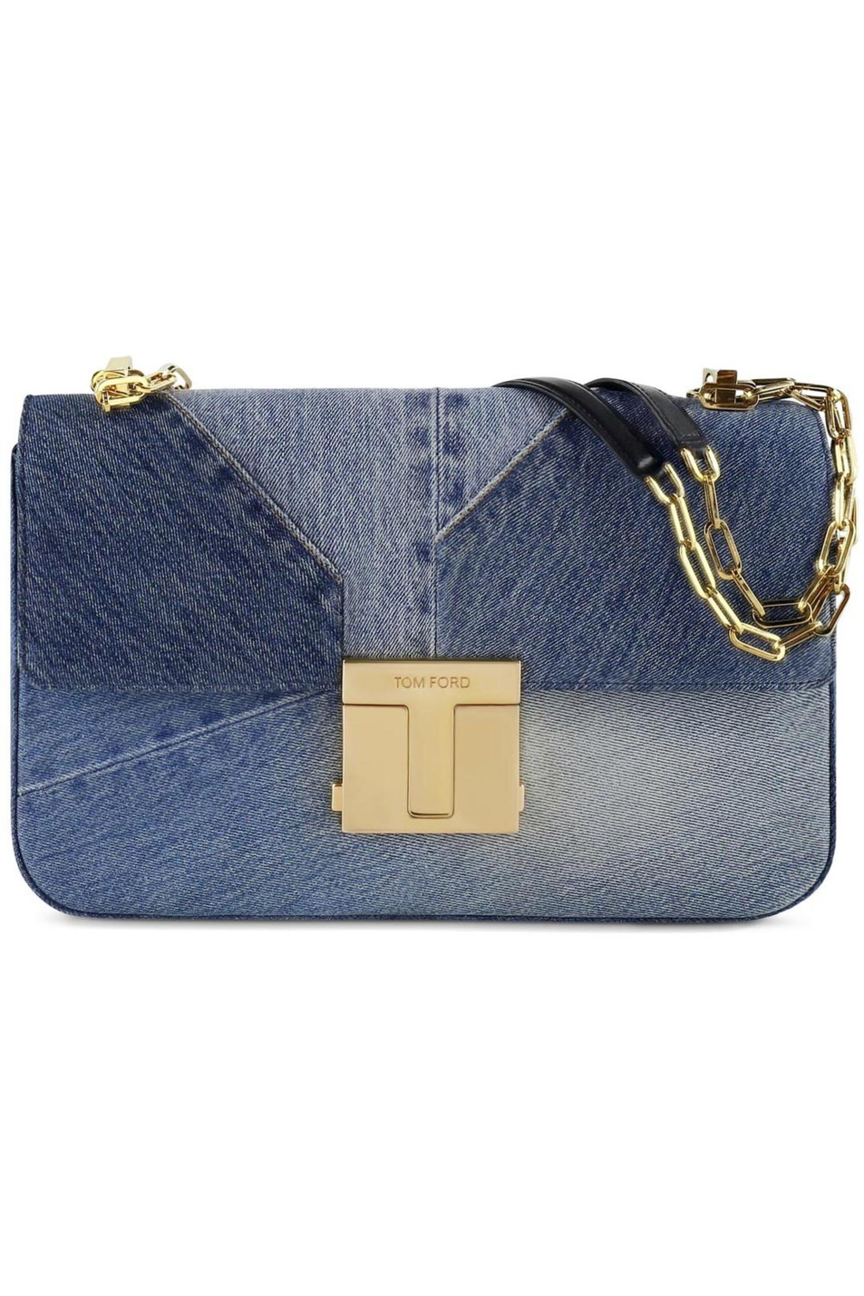 Tom Ford - Washed Blue Patchwork Denim Maxi Shoulder Bag