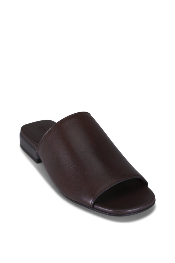 Brunello Cucinelli Cocoa Leather Riding Mule, 20mm