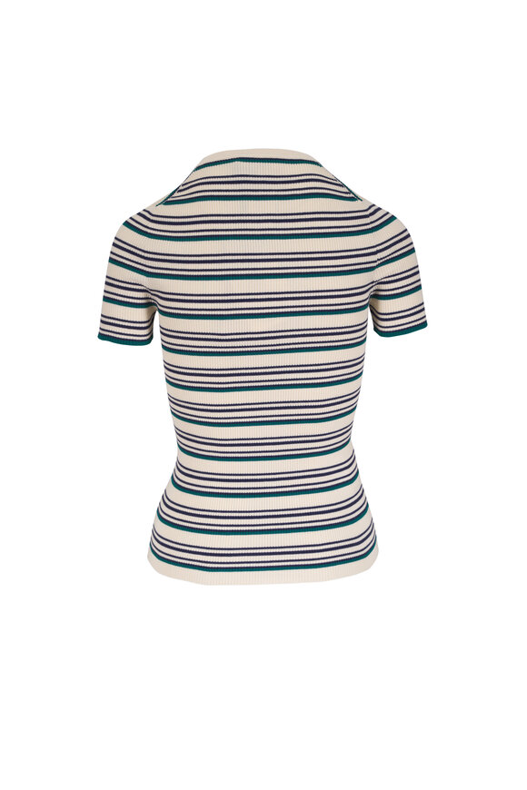 Miu Miu Natural Stripe Cotton Henley Shirt - view 3