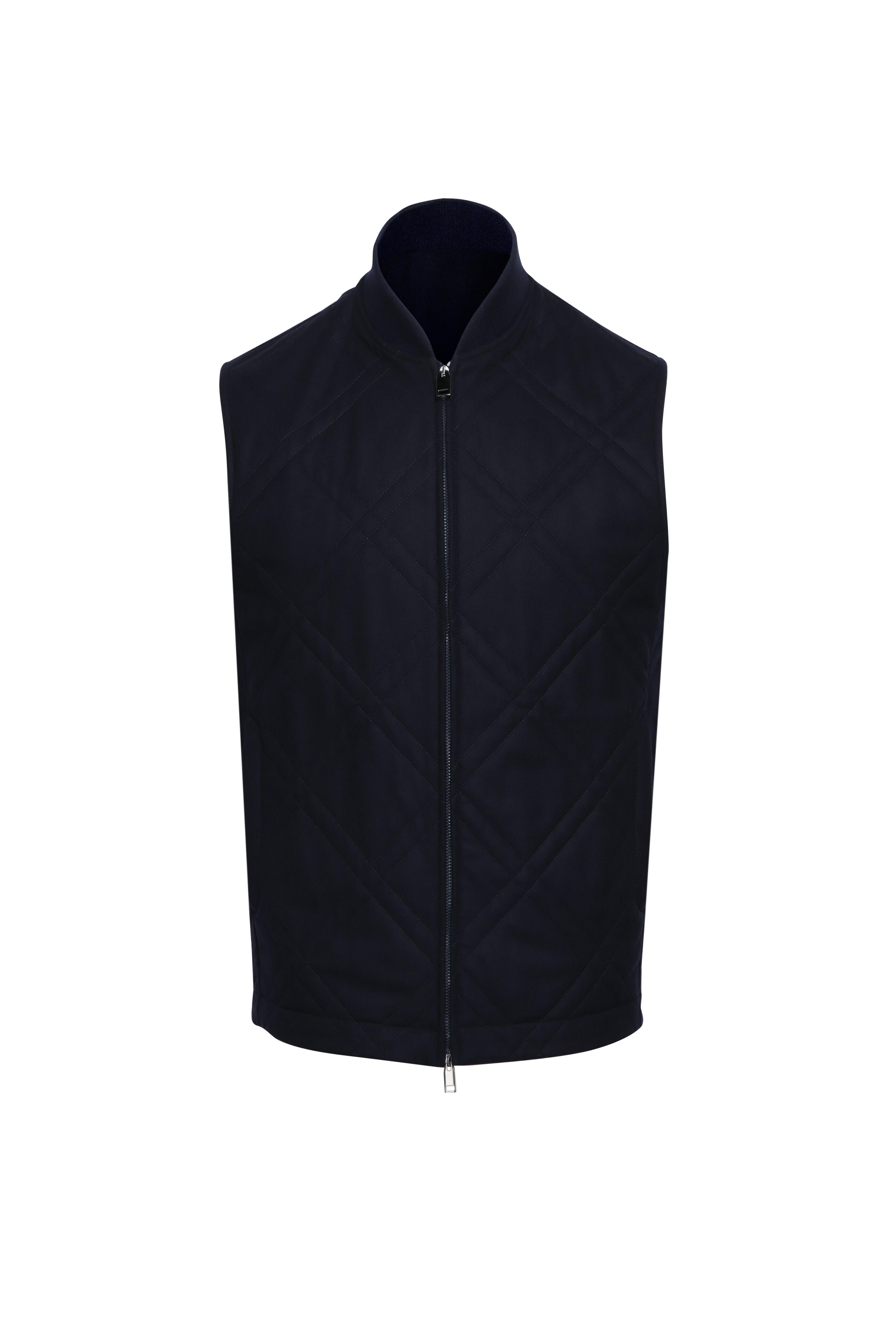 Brioni - Midnight Blue Cashmere Quilted Vest