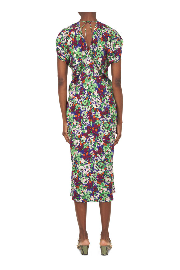 Marni Multicolor Floral Print Silk Midi Dress - view 4