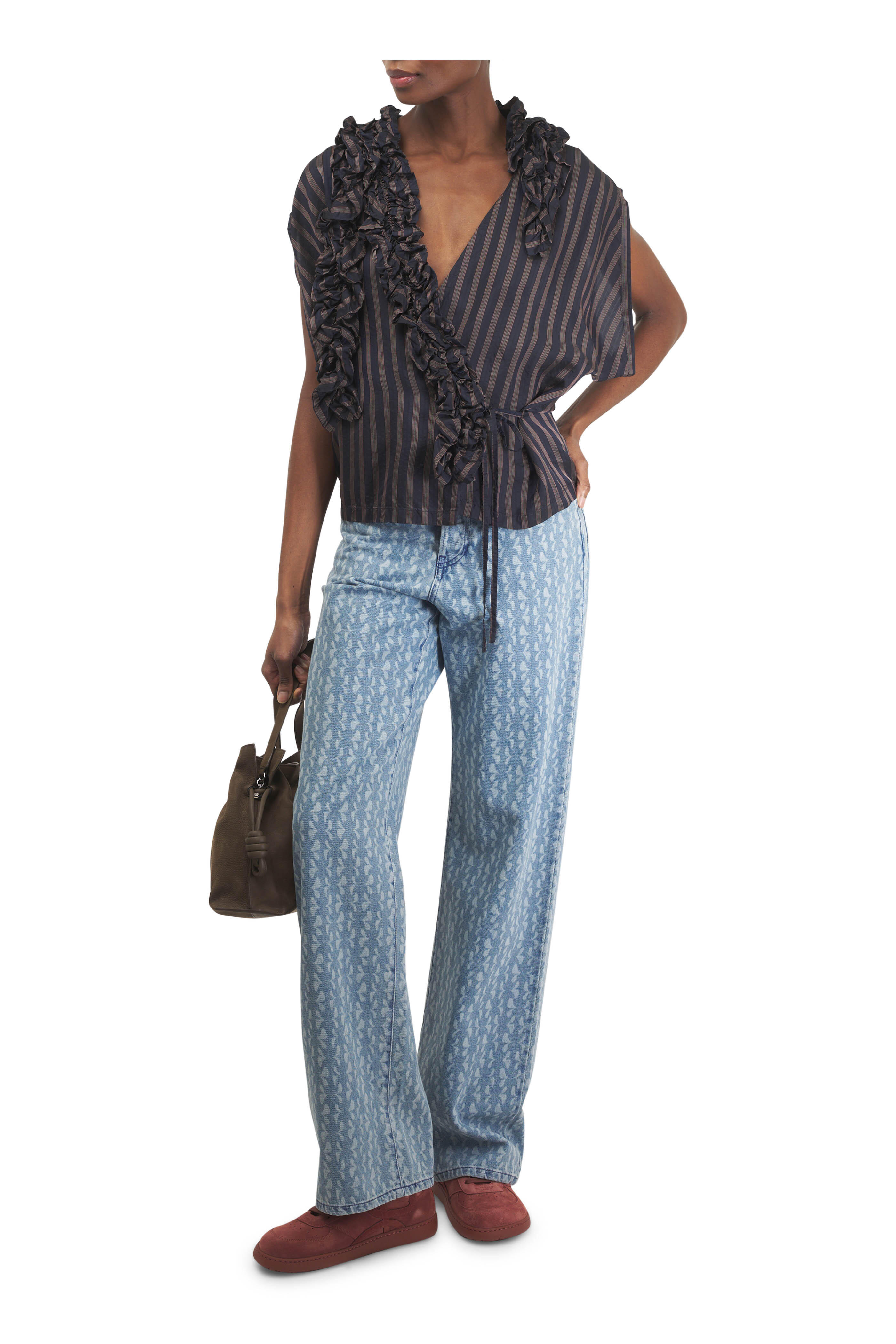 Dries Van Noten - Peyton Denim Printed Wide-Leg Pant