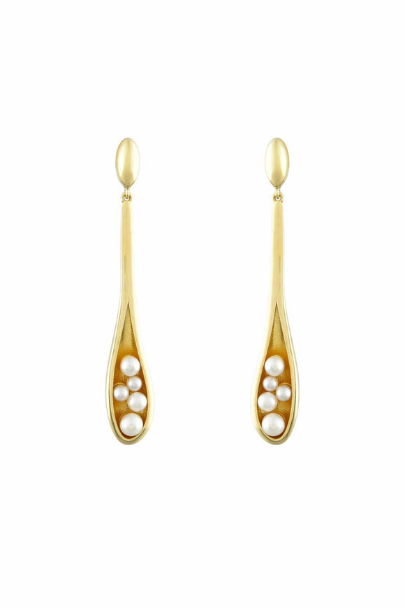 Van Gelder Jodha Bai Spirit Concave Pearl Earrings - view 1