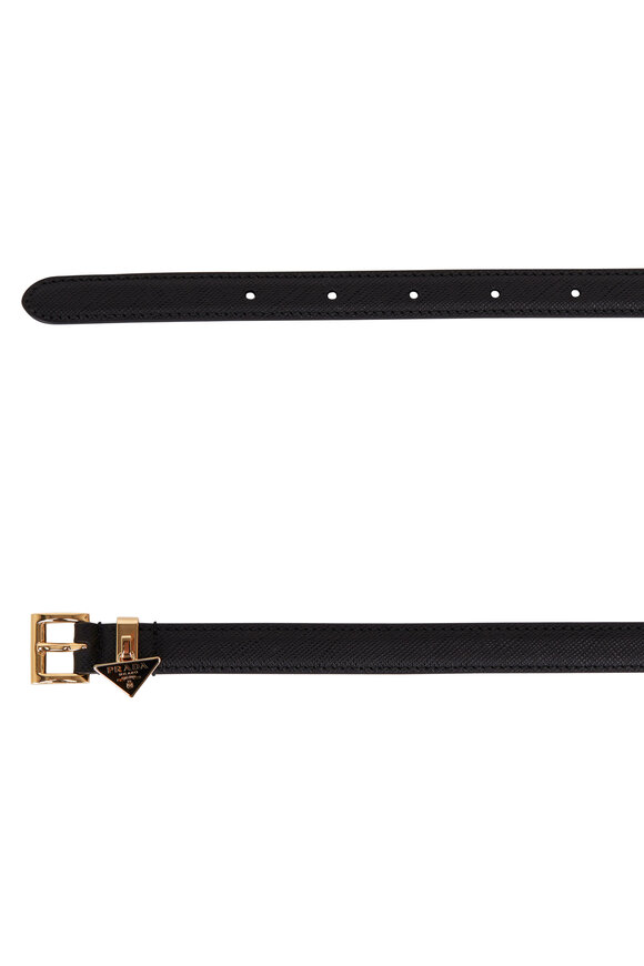 Prada Black leather belt with logo