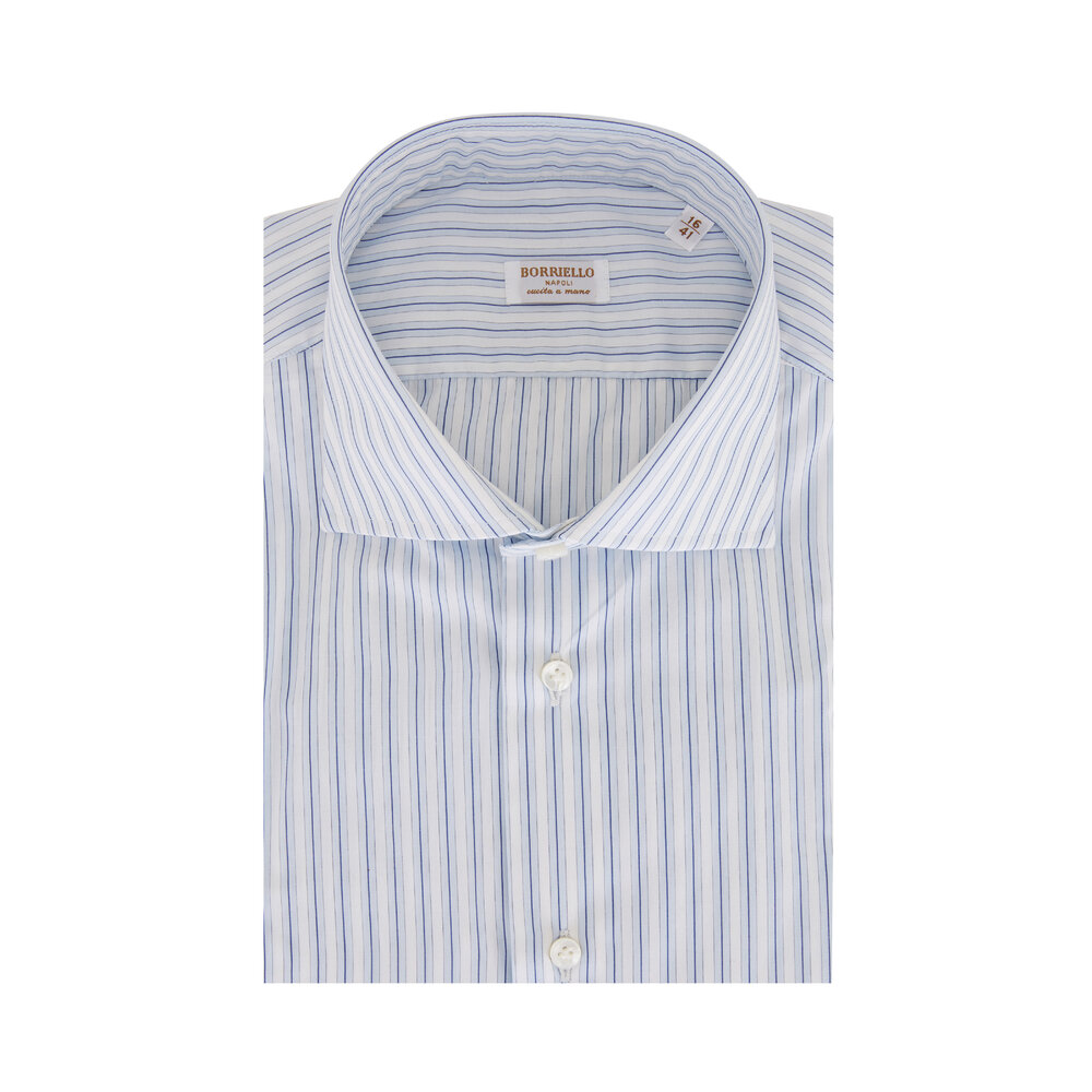 Borriello - Light Blue Stripe Cotton Dress Shirt