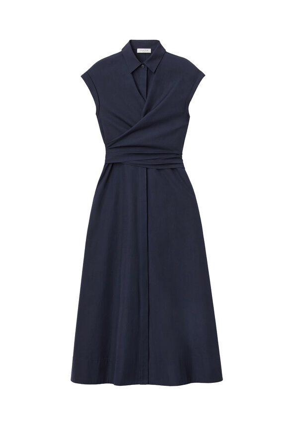 Lafayette 148 New York Ink Organic Cotton Poplin Wrap Shirtdress - view 1