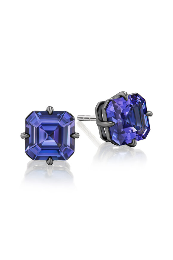 Nam Cho 18k White Gold Tanzanite Stud Earring - view 1