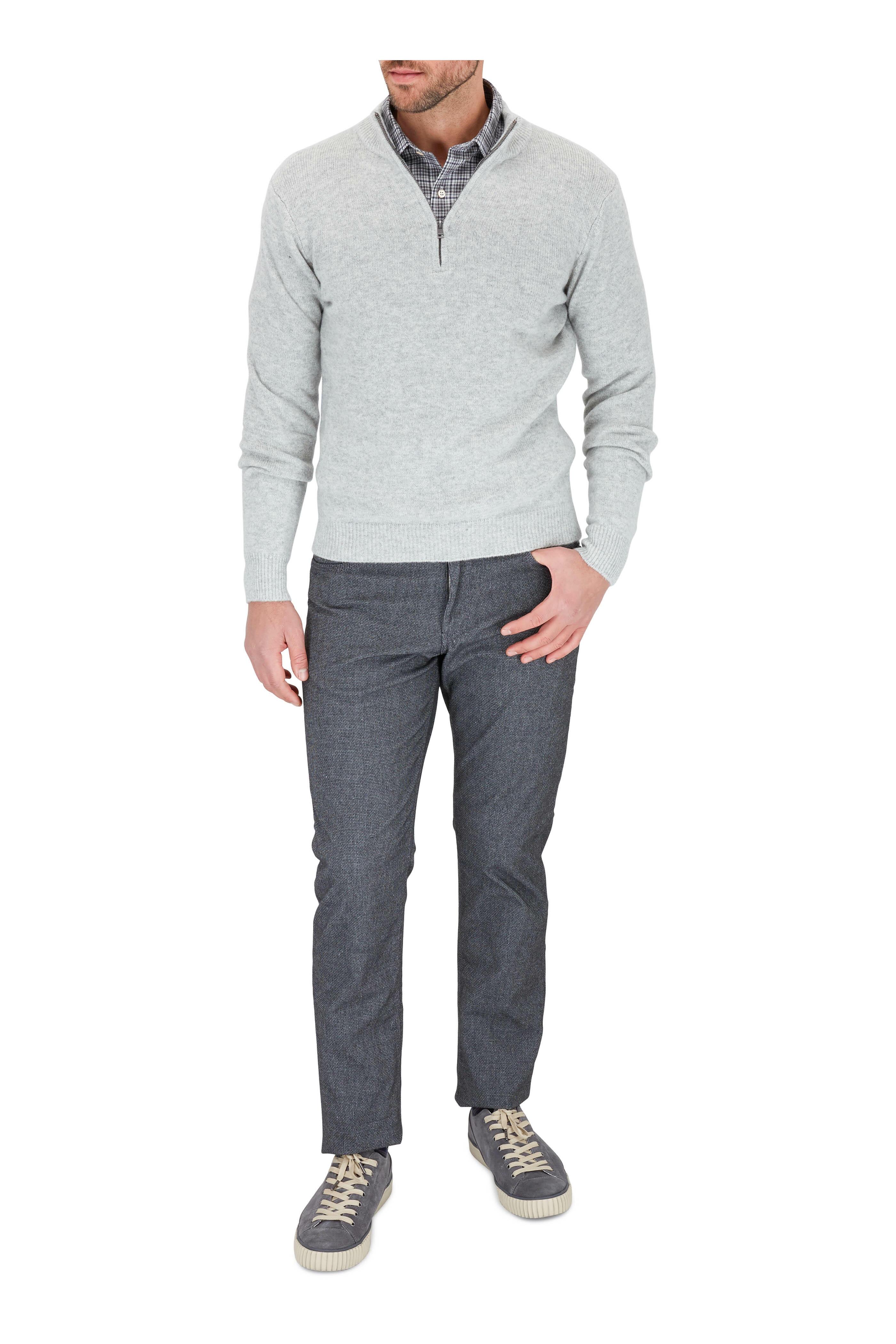 John Varvatos - Gray Vulcanized Suede Low-Top Sneaker