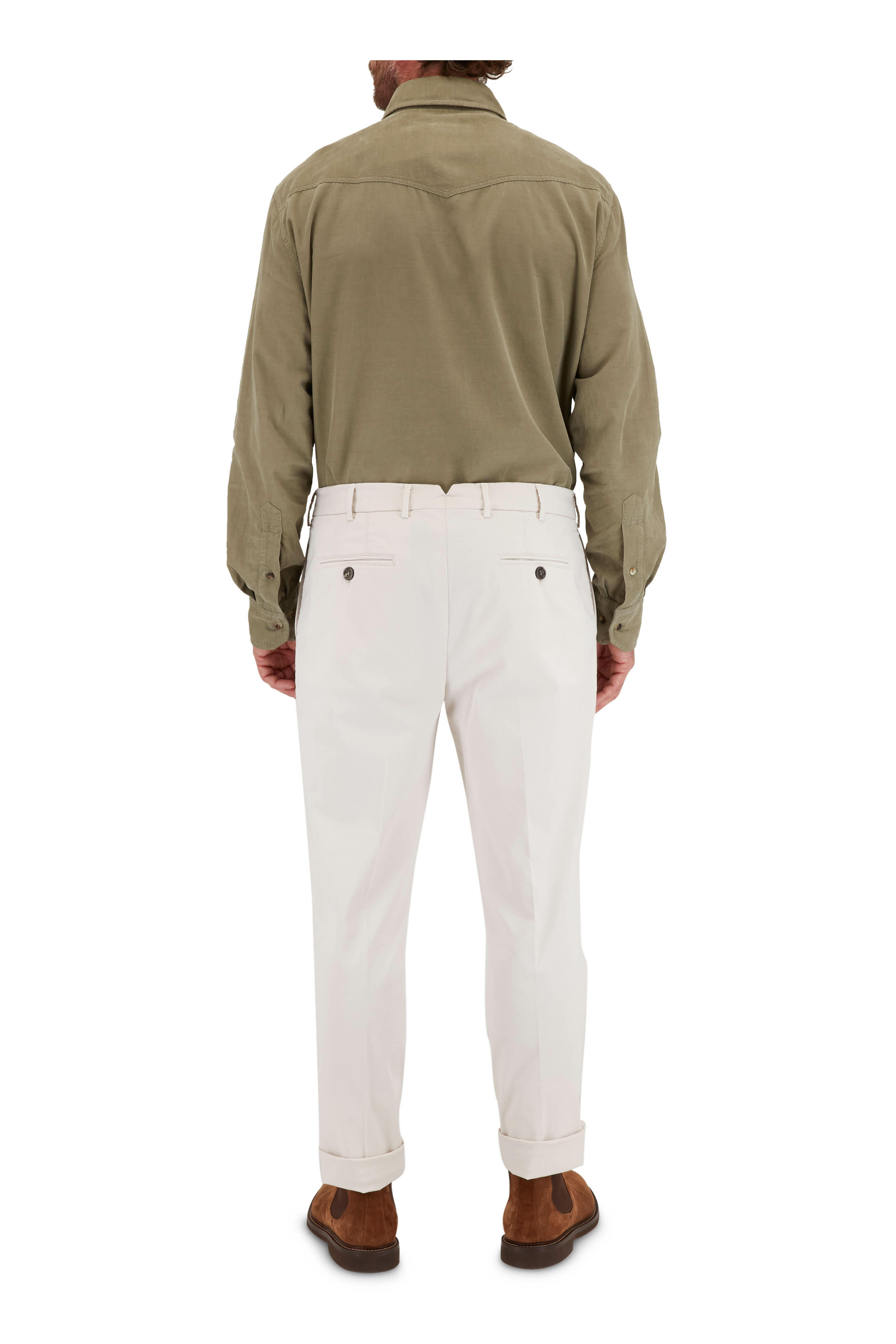 Brunello Cucinelli - Olive Corduroy Western Shirt