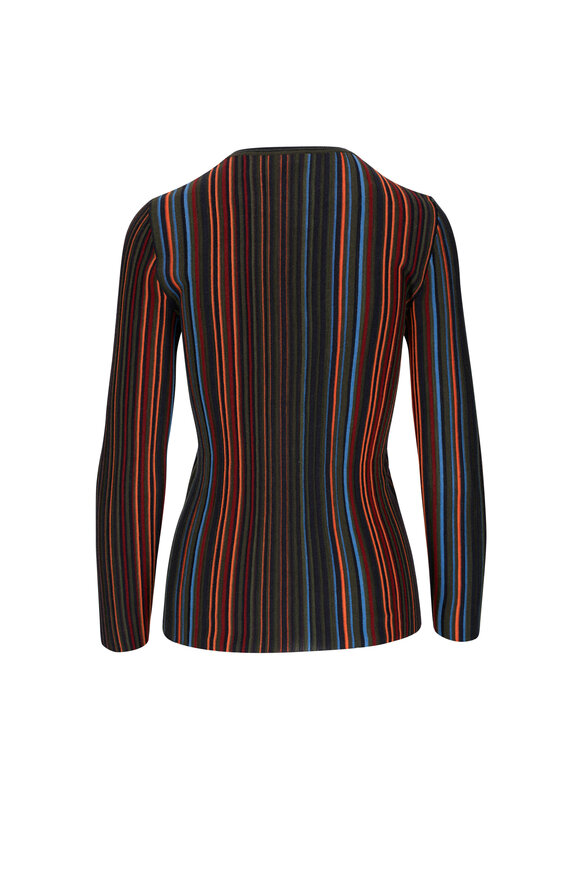 Akris - Navy Multicolor Stripe Crewneck Top 