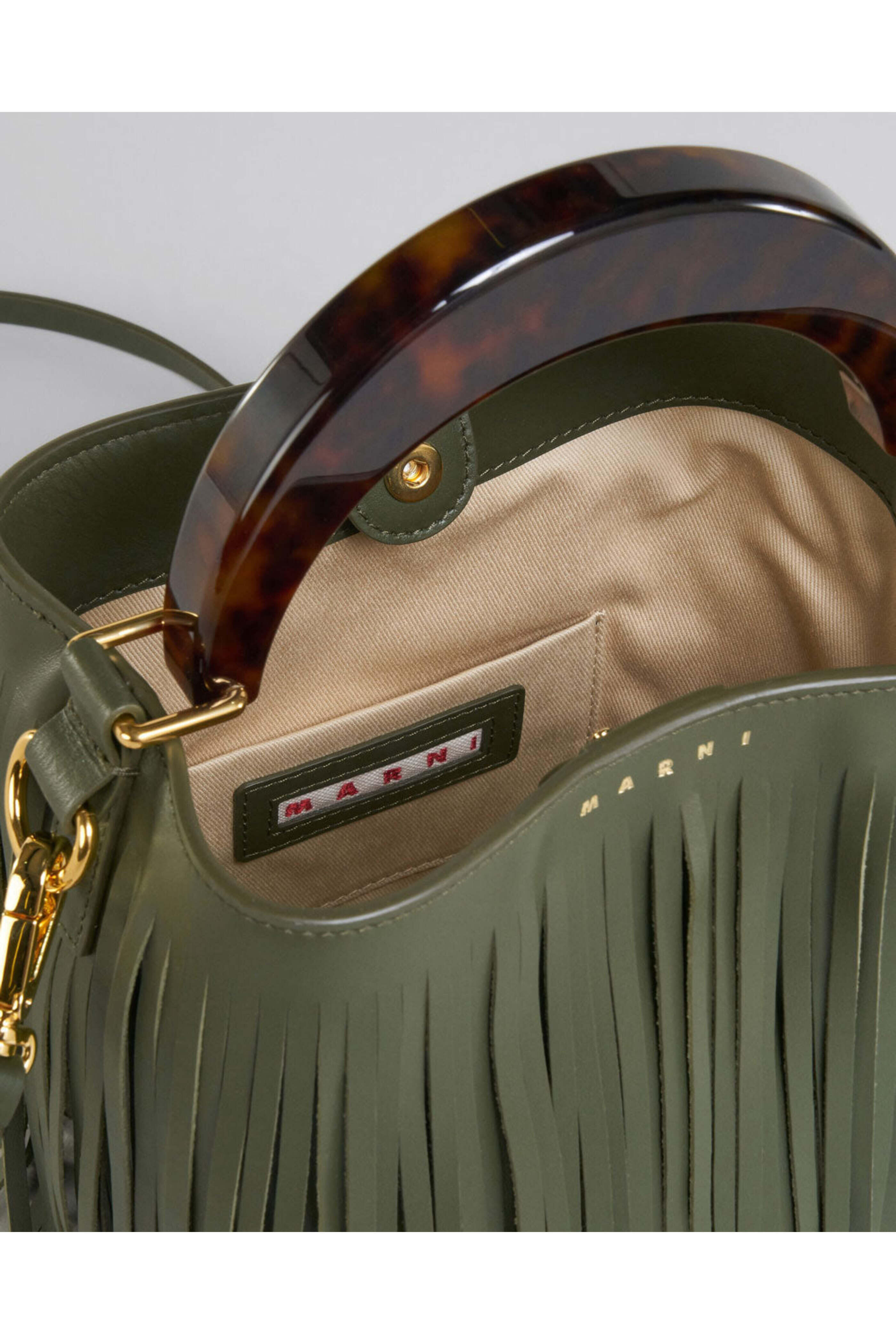 Marni - Small Venice Fringe Bucket Bag in Green | Mitchell