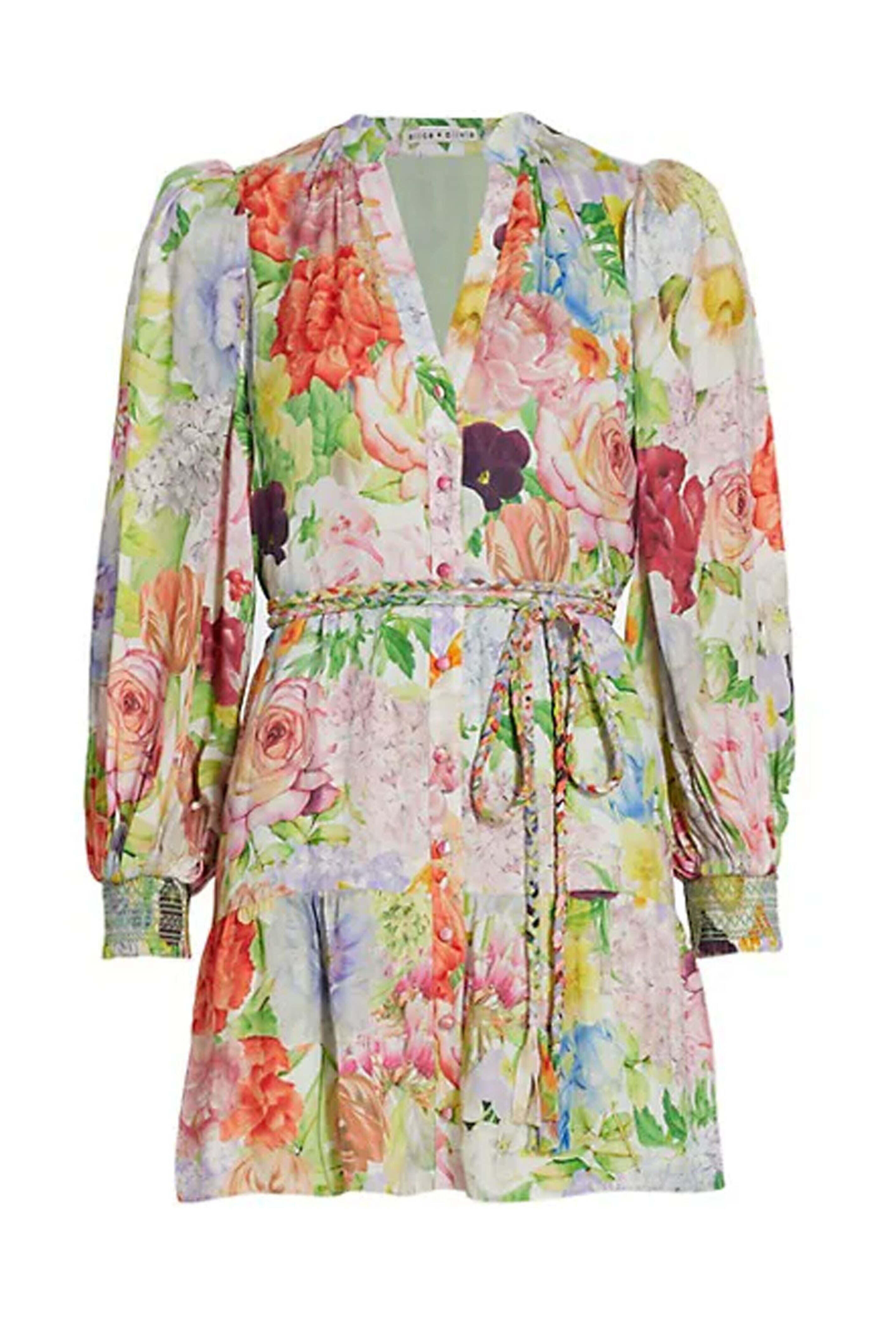 Alice & Olivia - Dawn Floral Antonette Button Front Mini Dress